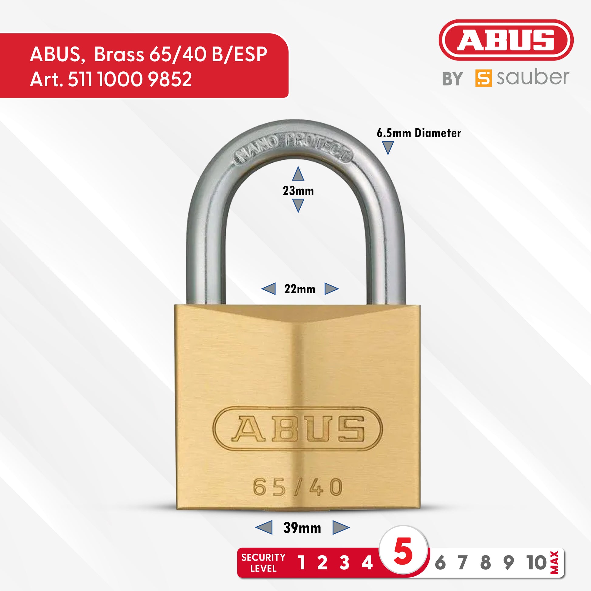 Padlock Brass 65/40 B/ESP