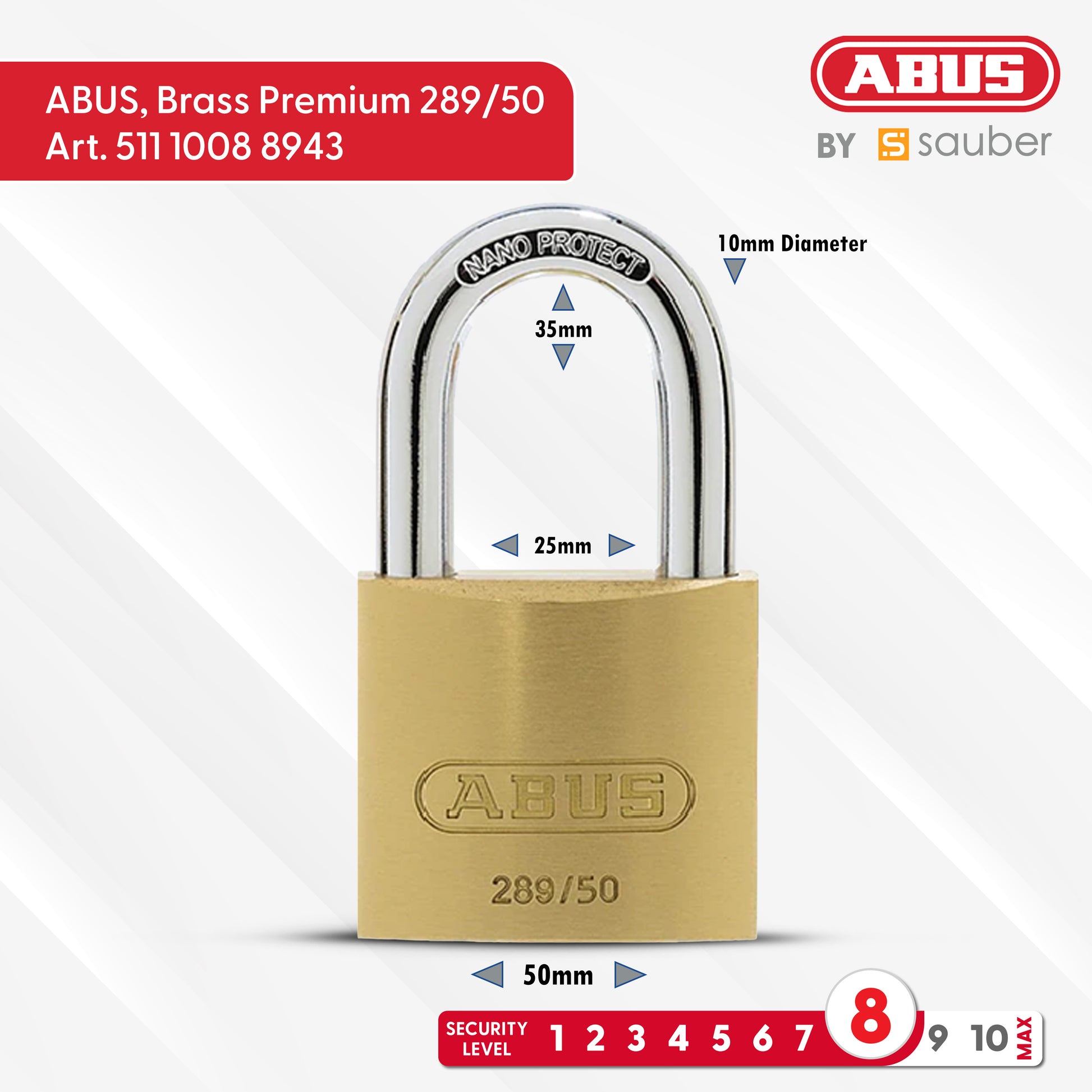 Padlock Brass Premium 289/50