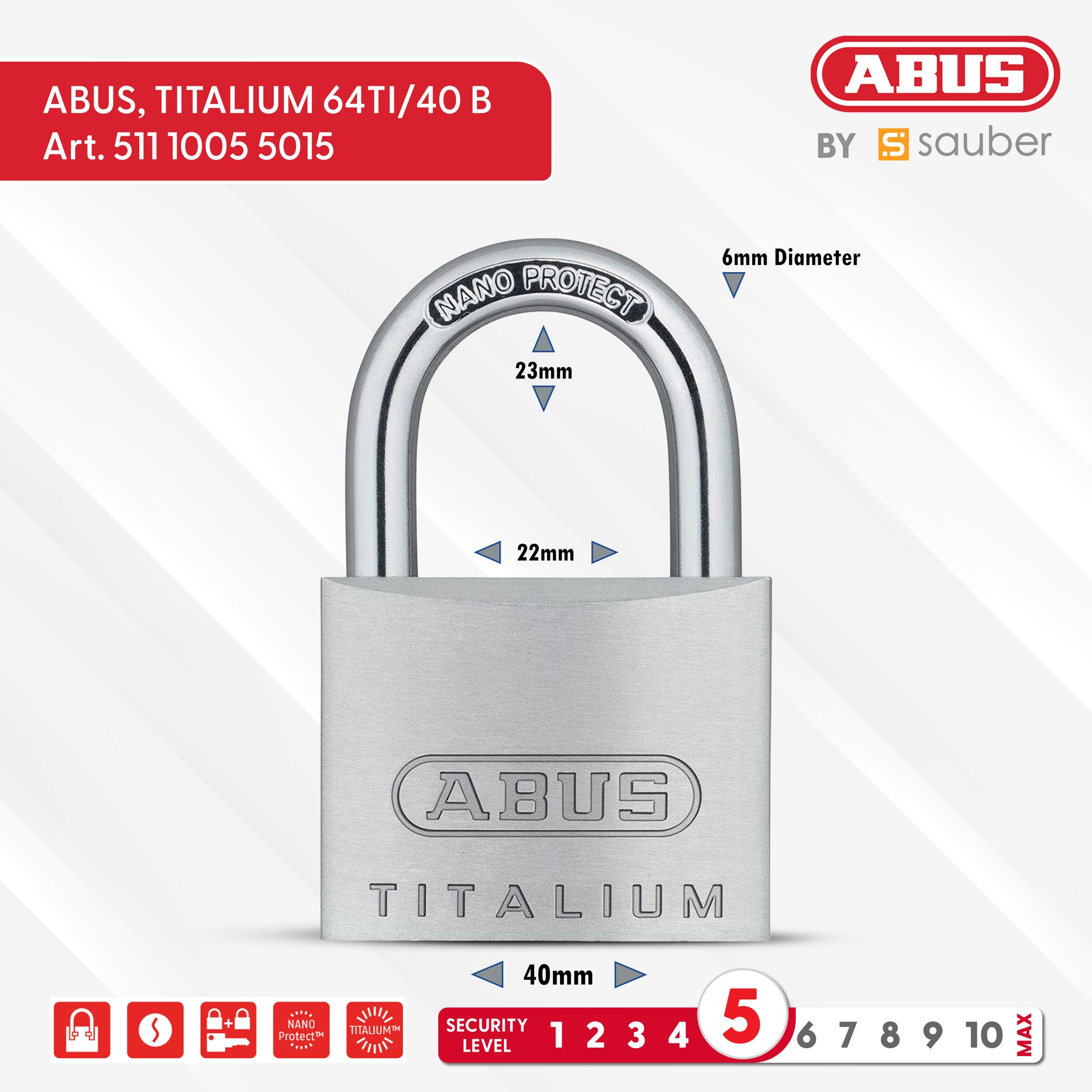 ABUS PadlockTITALIUM 64TI/40 B/ESP