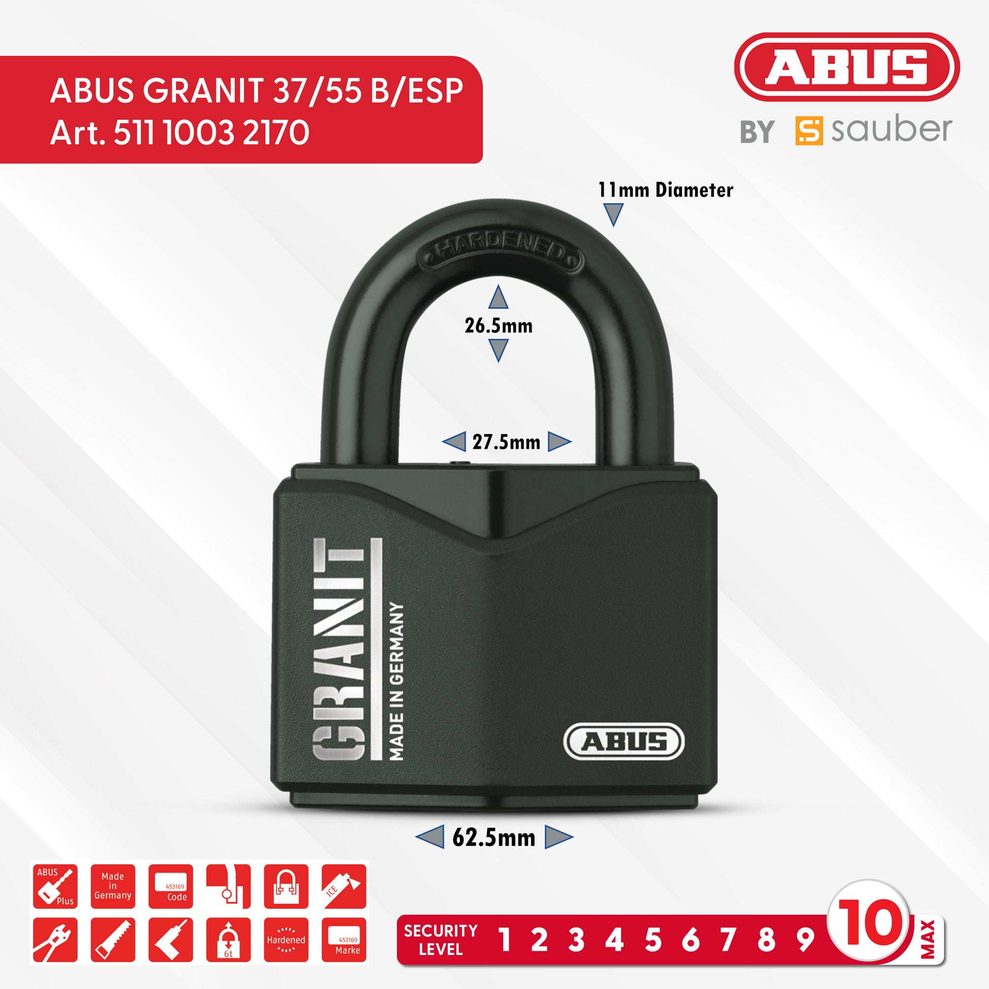 Padlock GRANIT 37/55 B/ESP
