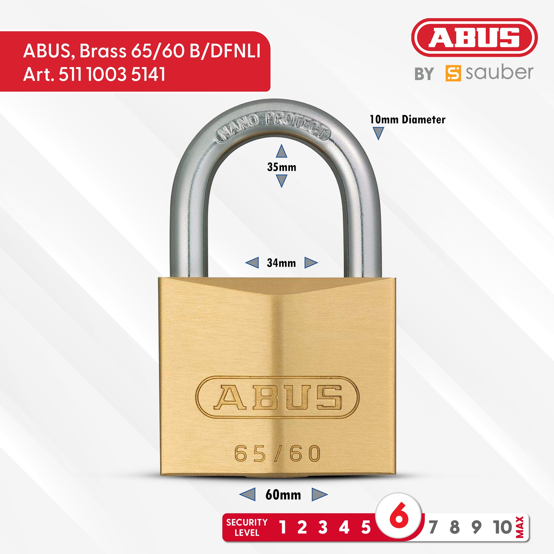 Padlock Brass 65/60 B/DFNLI