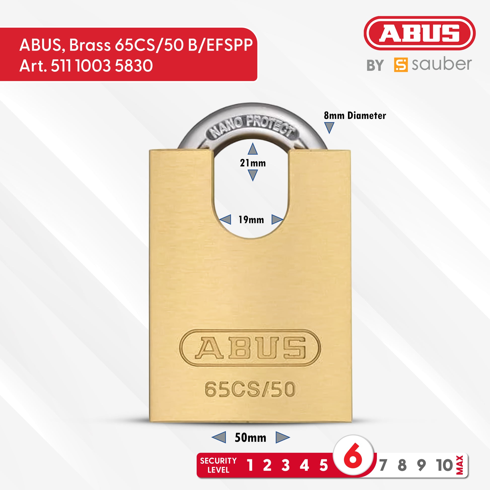Padlock Brass 65CS/50 B/EFSPP