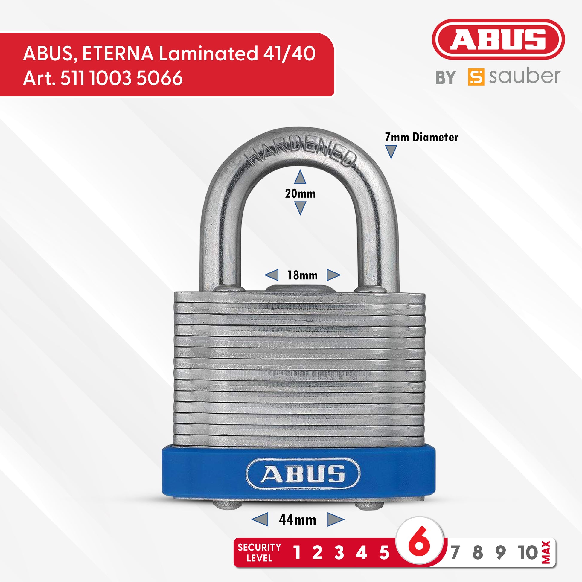 ABUS Padlock ETERNA Laminated 41/40 B/ESP