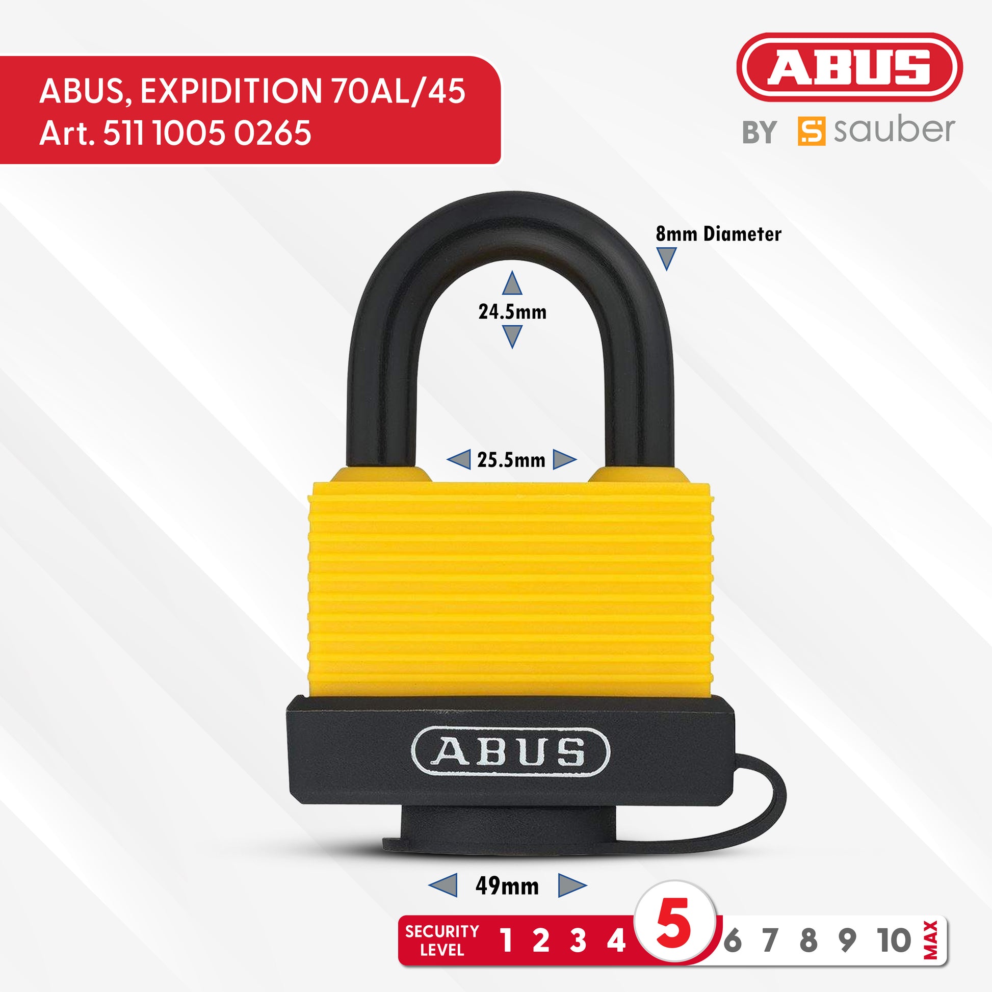 ABUS Padlock EXPIDITION Laminated 70AL/45 yellow B/ES