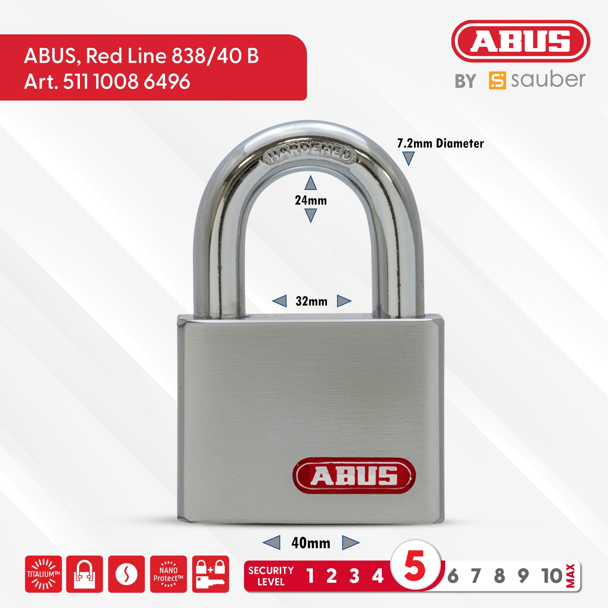 ABUS Padlock Red Line 838/40 B