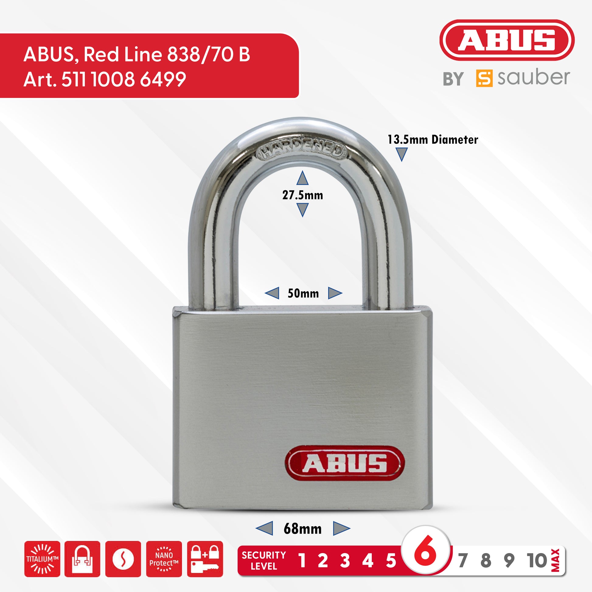 ABUS Padlock Red Line 838/70 B