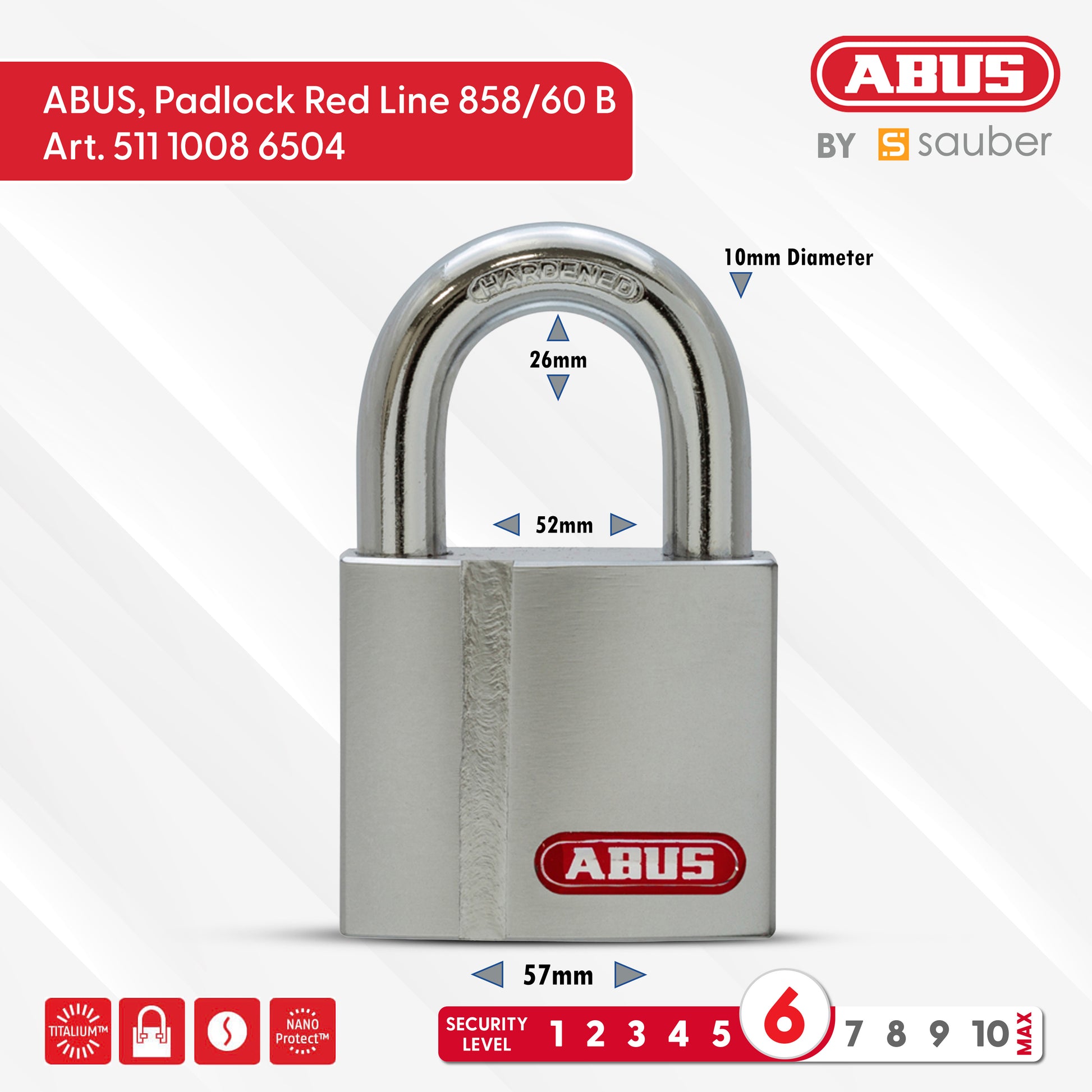 ABUS Padlock Red Line 858/60 B