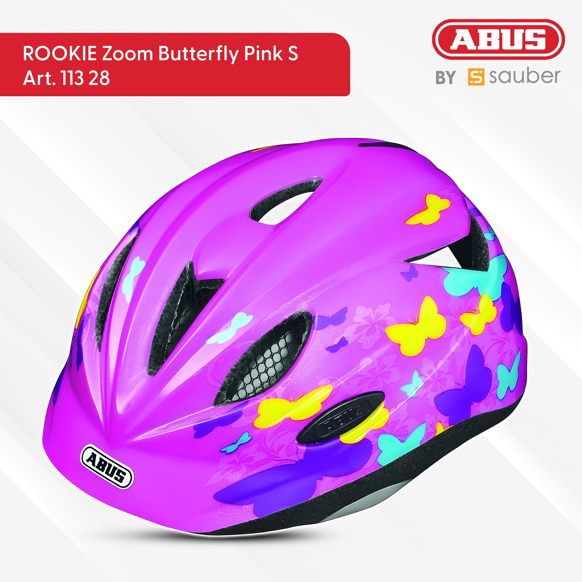 ABUS ROOKIE Zoom butterfly pink S